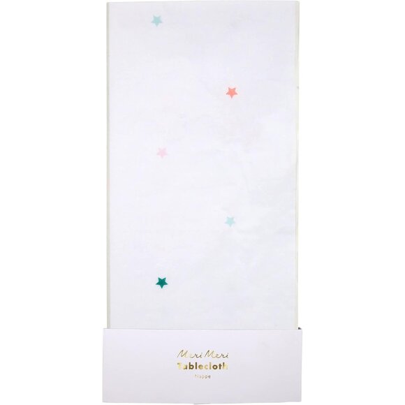 Vibrant Rainbow Star Paper Tablecloth 102.4'' x 55.1'' for Birthday Parties
